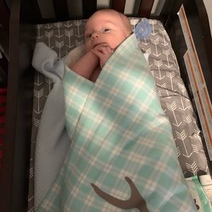 Custom Sherpa teal/turquoise plaid Baby Blanket